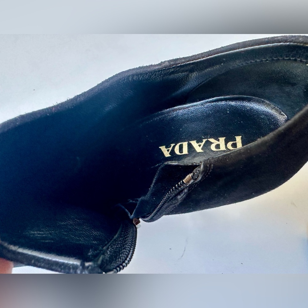 Prada Suede Ankle Boots, black, size 37.5, US 7.5 - Picture 11 of 11